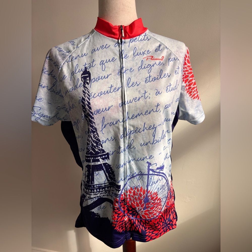 Primal XL Cycling Jersey French Paris-themed design Eiffel Tower Full Zip